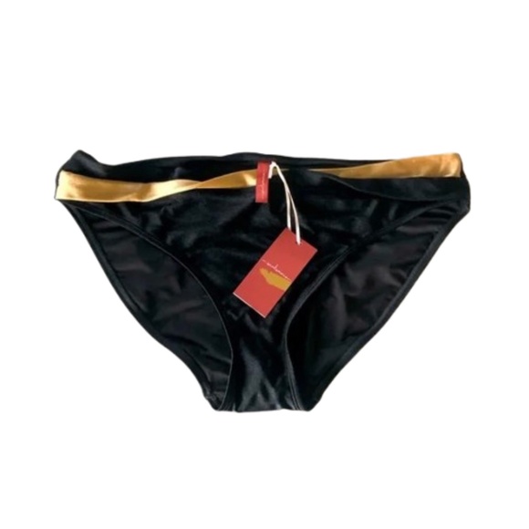 Santemare โฆ New Premium Shinny Black & Gold Bikini Bottom (XL) - Picture 1 of 7